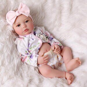 20 Inch Floral Cute Soft Vinyl Realistic Real Life Baby Dolls With Accessories